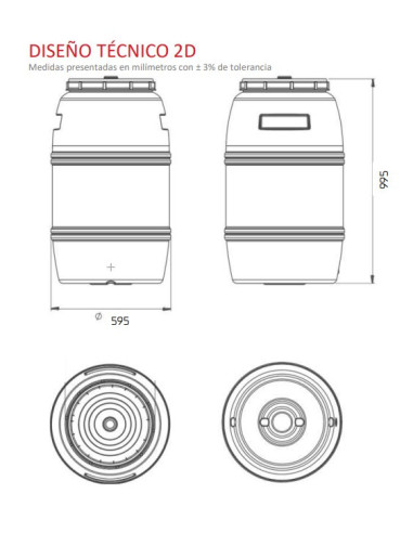 Depósito Bidón 220 Litros Boca Ancha Polipropileno