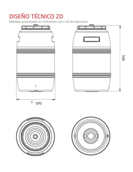 Depósito Bidón 220 Litros Boca Ancha Polipropileno