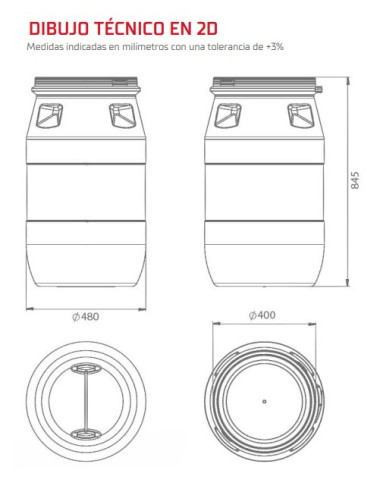 Depósito Bidón 125 Litros Boca Ancha Fleje Polipropileno