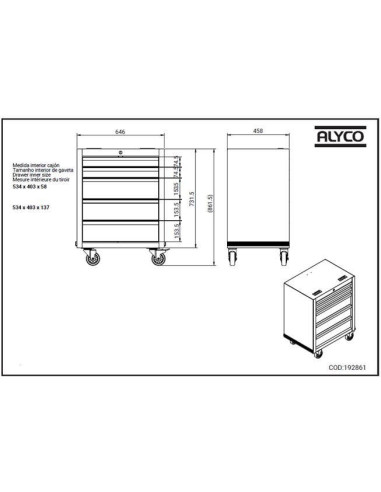 Carro Armario Base 5 Cajones Alyco 192861