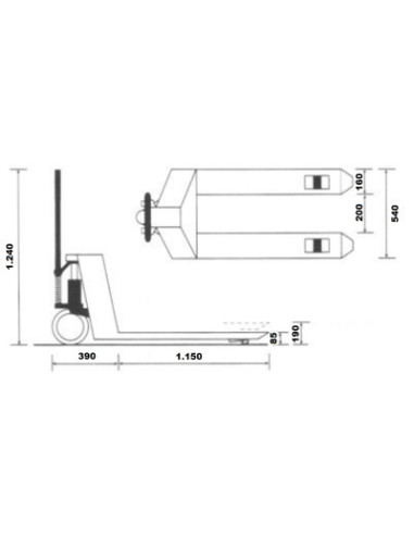 Transpaleta Hidráulica 4000 Kg - 1150x540 mm