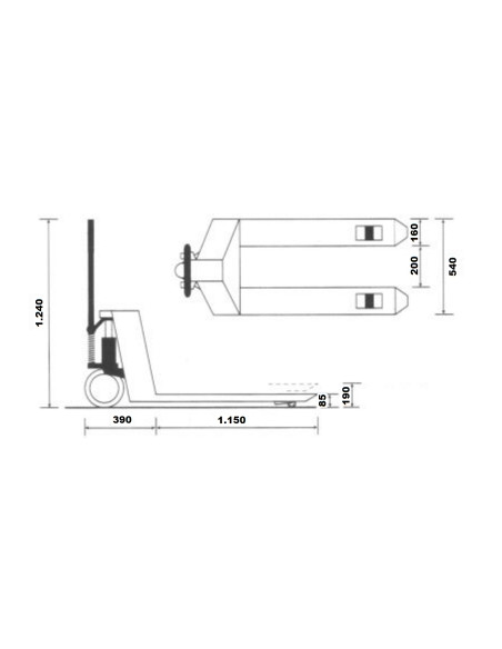 Transpaleta Hidráulica 4000 Kg - 1150x540 mm