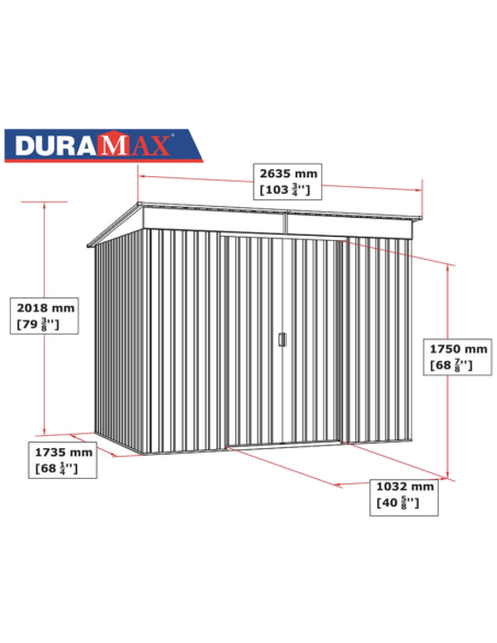 Caseta Metálica Top Shed Pent Roof Antracita 173x263x201 cm - Duramax