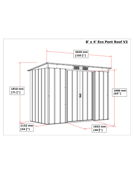 Caseta Metálica Eco Pent Roof 113x263x181 cm - Duramax