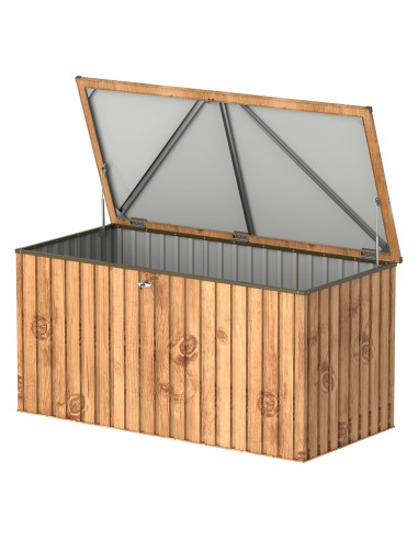 Baúl Arcón Metálico 1450 L Imitación Madera - 95x195x94 cm - Duramax