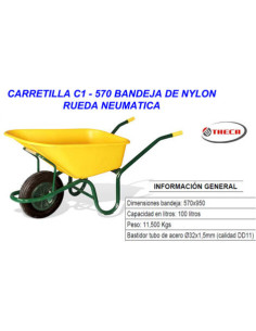 Carretilla Obra Agrícola 100 Litros Nylon - C1/570 Theca 2