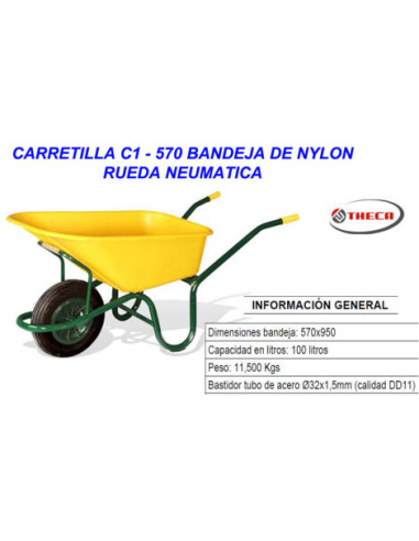 Carretilla Obra Agrícola 100 Litros Nylon - C1/570 Theca