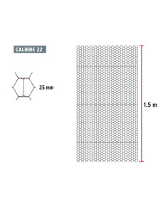 Malla Hexagonal Acero Galvanizado - 1,5 M - 25x25 mm - 45 M 2