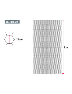 Malla Hexagonal Acero Galvanizado - 1 M - 25x25 mm - 45 M 2