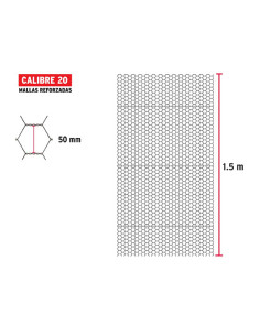 Malla Hexagonal Acero Galvanizado - 1,5 M - 50x50 mm - 45 M 2
