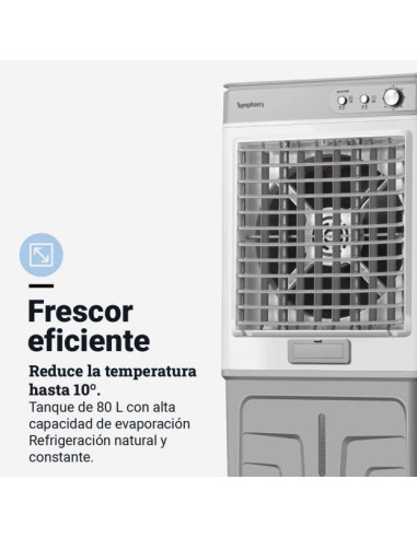 Climatizador modo evaporativo 80L temporizador y swing