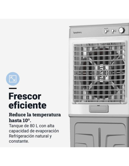 Climatizador modo evaporativo 80L temporizador y swing