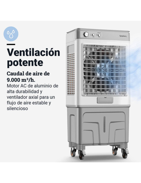 Climatizador modo evaporativo 80L temporizador y swing