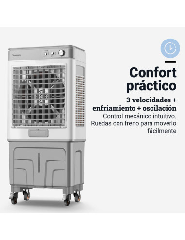 Climatizador modo evaporativo 80L temporizador y swing
