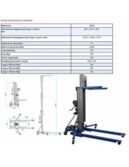 Apilador Manual Aluminio 5000 Kg - 5000 mm - 10538