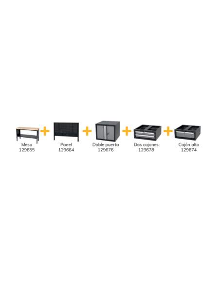 Mesa Trabajo Modular 1525mm Tres Cajones Puerta y Panel Alyco 192650