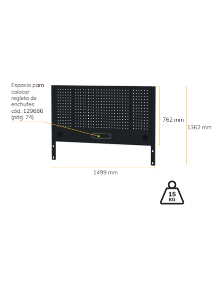 Panel Perforado 1525mm para Mesa de Trabajo Alyco 129664