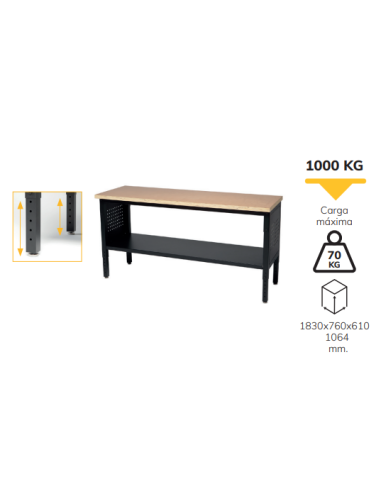 Mesa de Trabajo Modular 1830mm Estante Inferior Alyco 129660