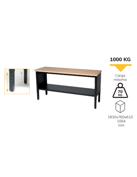 Mesa de Trabajo Modular 1830mm Estante Inferior Alyco 129660