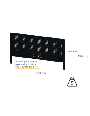 Panel Perforado 1830mm para Mesa de Trabajo Alyco 129666