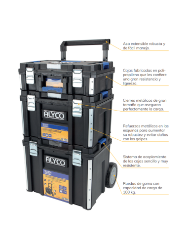 Conjunto Modular 3 Cajas Herramientas Alyco 129620