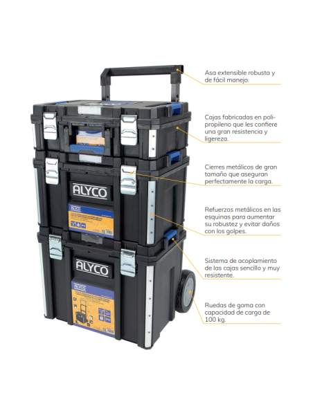 Conjunto Modular 3 Cajas Herramientas Alyco 129620