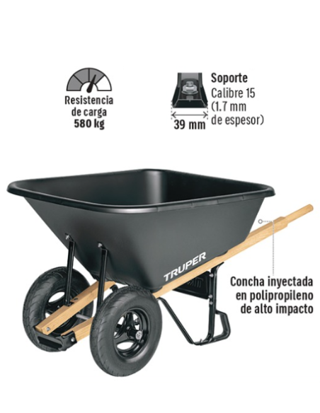 Carretilla 175 Litros Polipropileno - 2 Ruedas - Truper