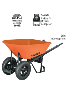 Carretilla 120 Litros  Metálica - 2 Ruedas - Truper 2