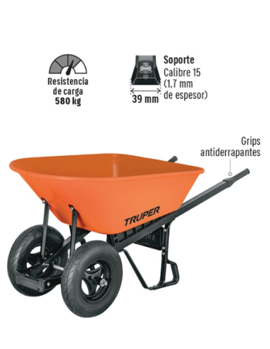 Carretilla 120 Litros  Metálica - 2 Ruedas - Truper