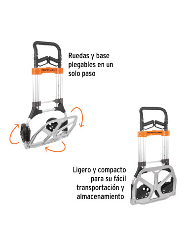 Carretilla Portapaquetes Plegable Aluminio - 200 Kg - Truper