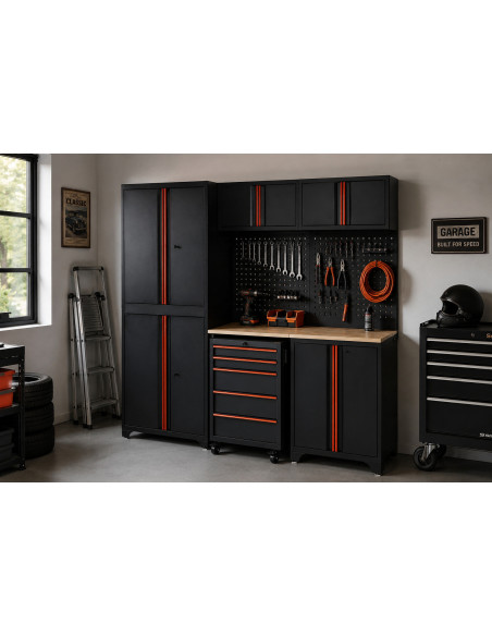 Conjunto Taller ALYCO ORANGE con Carro de 5 Cajones