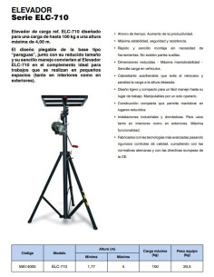 Elevador Telescópico Manual 4000 mm 100 kg Aire Acondicionado ELC710 2