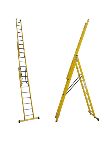 Escalera Fibra 3X11 - 3,20+3,20+3,20 Metros