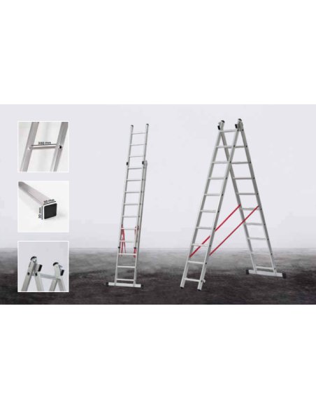 Escalera Profesional Aluminio 2x14 Peldaños 7,76 m EN131