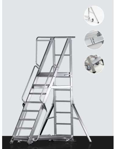 Escalera Industrial Móvil Aluminio PODIUM 3,50 M