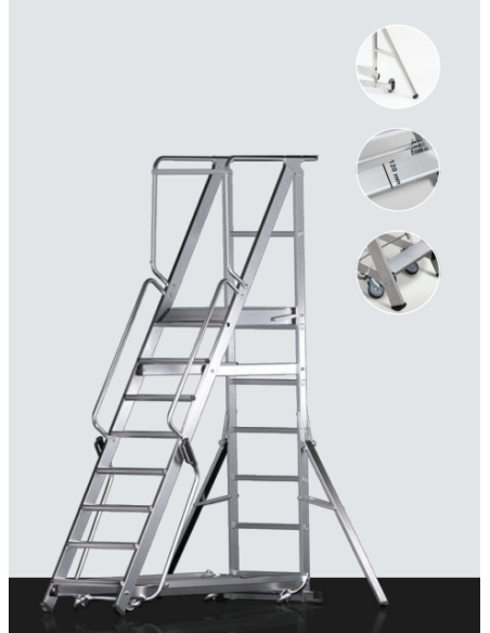 Escalera Industrial Móvil Aluminio PODIUM 3,50 M