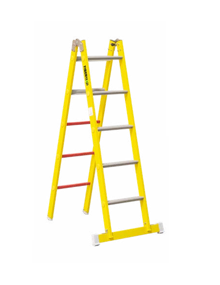 Escalera FHT Fibra de Vidrio 2x5 3,10 m EN131 150 kg