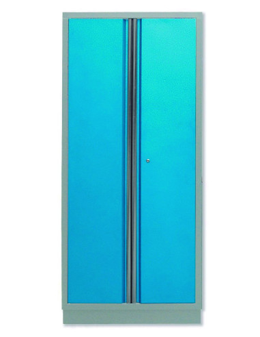 Armario Taller Azul y Gris 2 m, 4 Baldas y Cerradura