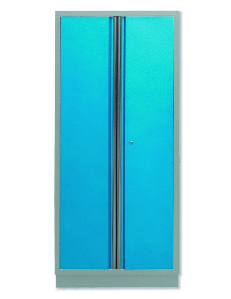 Armario Taller Azul y Gris 2 m, 4 Baldas y Cerradura