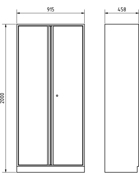 Armario Taller Doble Puerta 2 m 4 Baldas y Cerradura