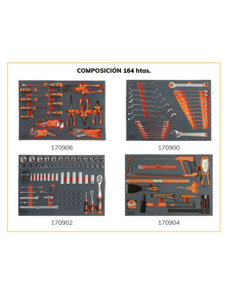 Carro Herramientas ALYCO ORANGE 6 Cajones 164 Herramientas 300 kg
