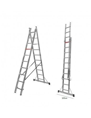 Escalera Aluminio 2x8 - 2,44+2,44 M - 75x25mm