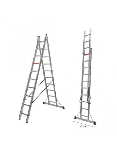Escalera Aluminio 2x12 - 3,55+3,55 M - 75x25mm