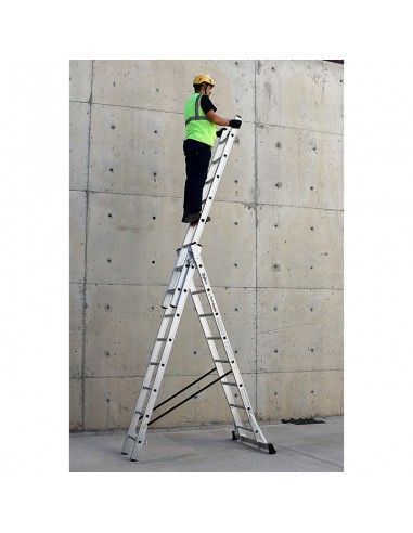 Escalera Aluminio 3x14 - 4,10+4,10+4,10 M - 100x25mm