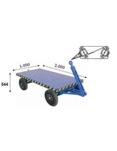 Remolque Plataforma Doble Industrial 2000 Kg - 2000x1000x544 Mm