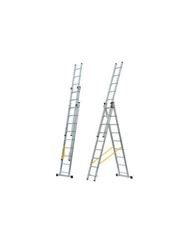 Escalera Aluminio 3x8 - 2,32+2,32+2,32 M - 54-60-54x25mm