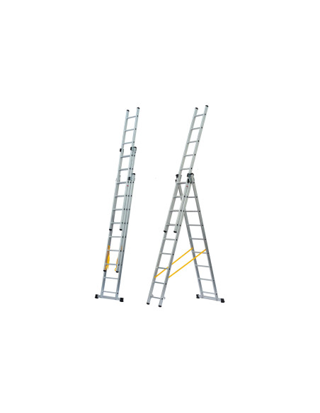 Escalera Aluminio 3x10 - 2,88+2,88+2,88 M - 67-73-67x25mm