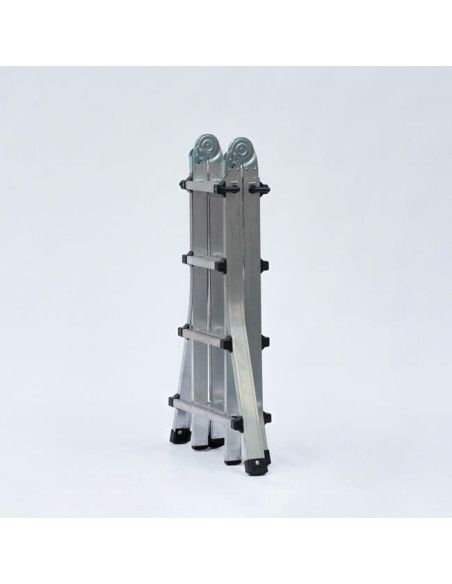 Escalera Telescópica Articulada Aluminio 4+4 Pestaña