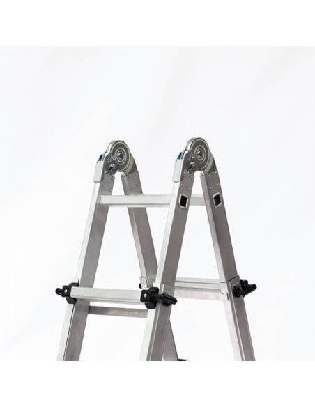 Escalera Telescópica Articulada Aluminio 4+4 Pestaña