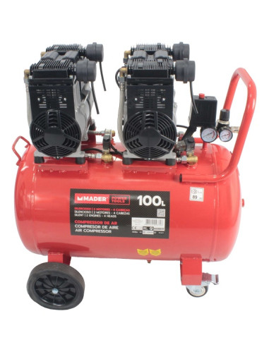 Compresor Aire Silencioso 100 L - 6 Hp - 2 Motores